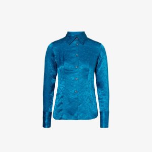Рубашка узкого кроя из жаккардовой ткани с цветочным принтом , синий Song For The Mute