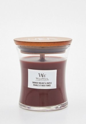 Свеча ароматическая Woodwick маленькая Копченый орех и клен,  85гр.. Цвет: бордовый