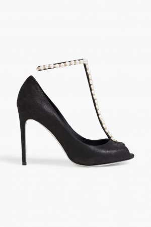 Замшевые туфли Wendy с декором металлизированного цвета Rene' Caovilla, черный Rene' Caovilla