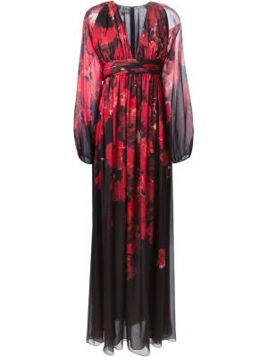 Вечернее платье с цветочным принтом Giambattista Valli. Цвет: красный