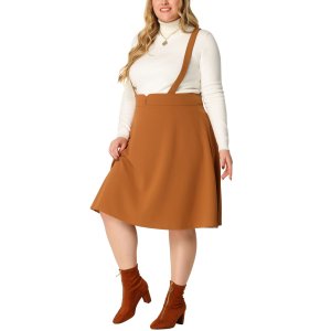 Женская юбка-трапеция на подтяжках со съемным ремешком больших размеров , коричневый Agnes Orinda