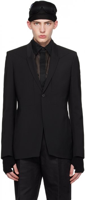 Черный - Мягкий пиджак с туманным карманом Rick Owens