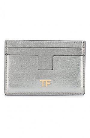 Кожаный футляр для кредитных карт Tom Ford. Цвет: серебряный