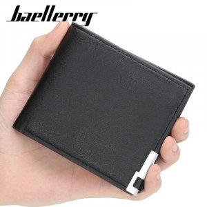 Короткий бумажник двойного сложения , винтажный кошелек с визитницей в деловом стиле GZW Baellerry