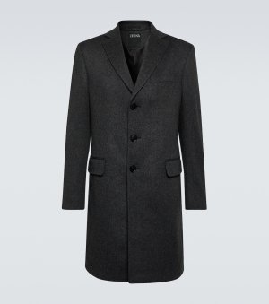 Пальто из смеси шерсти и кашемира Zegna, серый ZEGNA