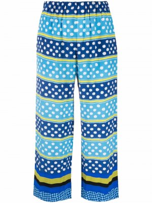 Polka-dot print cropped silk trousers Marni. Цвет: синий