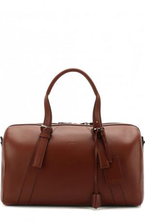 Кожаная дорожная сумка с плечевым ремнем Brioni. Цвет: коричневый
