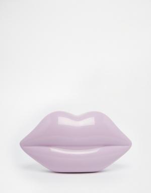 Клатч в форме губ из плексигласа Lulu Guinness. Цвет: светло-пурпурный