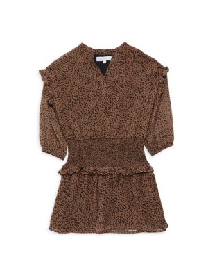 Присборенное платье с принтом «брызги» для девочек, коричневый Central Park West