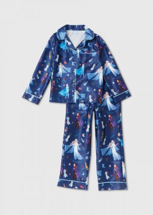 Детский синий атласный пижамный комплект с принтом Blue (2–9 лет) Frozen