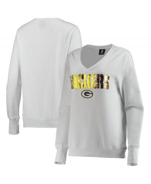 Женский белый пуловер с v-образным вырезом Green Bay Packers Victory Толстовка, Cuce