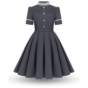Школьное платье , размер 146/152, белый, серый Alisia Fiori. Цвет: синий/белый