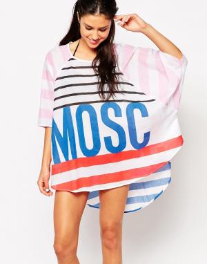 Oversize пляжное платье-футболка c логотипом Moschino. Цвет: мульти