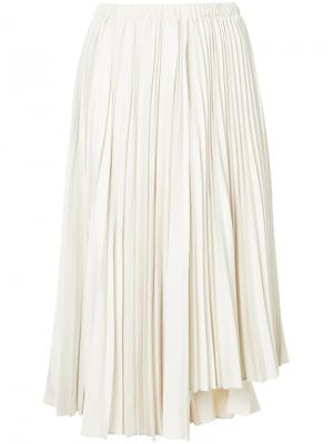 Асимметричная плиссированная юбка Estnation. Цвет: белый