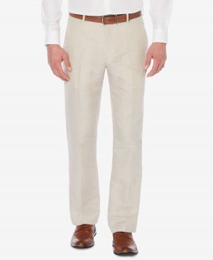 Мужские брюки классического кроя из смесового льна с узором «в елочку» Perry Ellis
