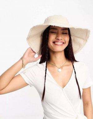 Натуральная шляпа от солнца с широкими полями и цветочным принтом Boardmans