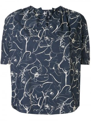 Блузка с V-образным вырезом и принтом Tomorrowland. Цвет: синий