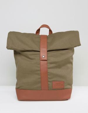 Рюкзак цвета хаки с закатанным верхом Dead Vintage. Цвет: зеленый