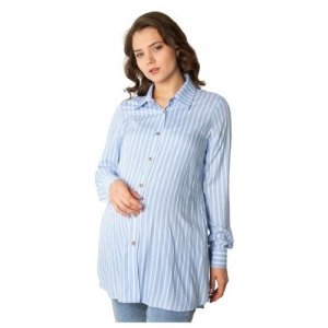 Блуза, размер 50 (XL), белый Мамуля Красотуля. Цвет: белый/голубой