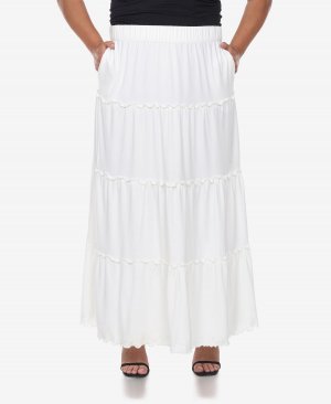 Многоуровневая длинная юбка больших размеров , белый White Mark