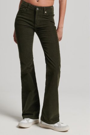 Вельветовые брюки-клеш приталенного кроя со средней посадкой , зеленый Superdry