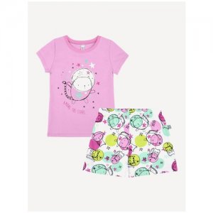 Пижама 352П-161 для девочки, цвет белый/розовый, размер 104 BOSSA NOVA. Цвет: белый/розовый