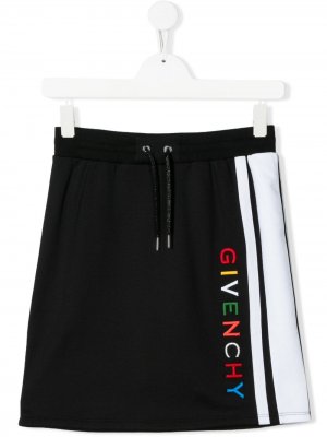 Трикотажная юбка с логотипом Givenchy Kids. Цвет: черный