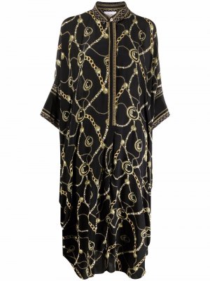 Шелковое платье-туника с принтом Camilla. Цвет: черный