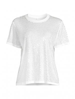 Хлопковая футболка с круглым вырезом кристаллами , белый Cynthia Rowley