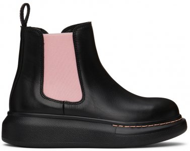 Детские черно-розовые гибридные ботинки челси Alexander McQueen