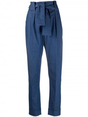 Зауженные брюки Saras с поясом Sara Battaglia. Цвет: синий