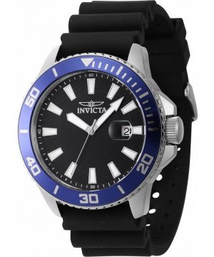 Invicta Pro Diver Силиконовый ремешок Кварцевые мужские часы с черным циферблатом 46089