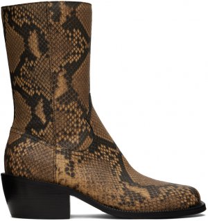 Светло-коричневые ботинки со змеиным тиснением Dries Van Noten