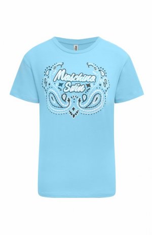 Хлопковая футболка Moschino. Цвет: голубой