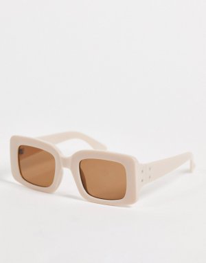 Солнцезащитные очки с прямоугольной оправой кремового цвета -Белый I Saw It First