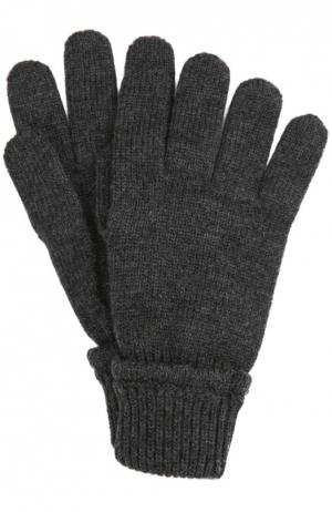 Вязаные перчатки из шерсти с аппликацией Dolce & Gabbana. Цвет: темно-серый
