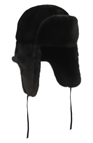 Норковая шапка-ушанка Мишка-2 FurLand. Цвет: чёрный