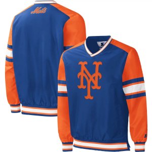 Мужской пуловер-ветровка с v-образным вырезом Royal New York Mets Yardline Starter