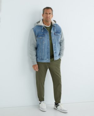 Мужская джинсовая куртка с капюшоном и плюшевыми рукавами, больших размеров Levi's, синий Levi's. Цвет: синий