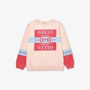 Толстовка из хлопкового джерси с логотипом, 4–12 лет, розовый Gucci