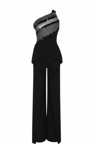 Приталенный комбинезон с высокими разрезами и вышивкой пайетками Roland Mouret. Цвет: черный