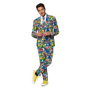Мужской облегающий костюм Супер Марио и галстук OppoSuits, мультикор Opposuits