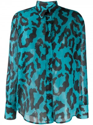 Блузка с леопардовым принтом Christian Pellizzari. Цвет: синий