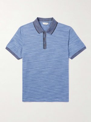 Рубашка поло из эластичного хлопка, окрашенного в космическом стиле CLUB MONACO, синий Monaco