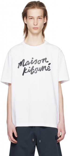 Классическая футболка с белым почерком Maison Kitsune Kitsuné