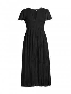 Плиссированное платье-миди с короткими рукавами , черный MICHAEL Kors