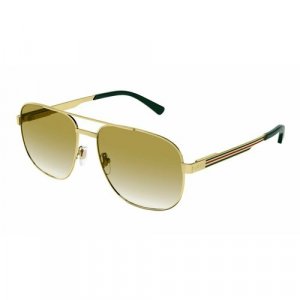 Солнцезащитные очки GG1223S 001, золотой, бежевый GUCCI. Цвет: черный
