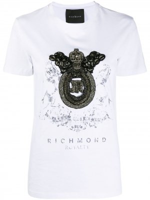 Декорированная футболка John Richmond. Цвет: белый