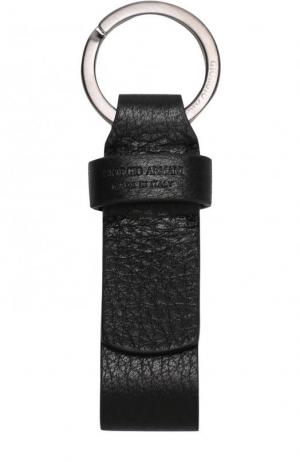 Кожаный брелок для ключей Giorgio Armani. Цвет: черный