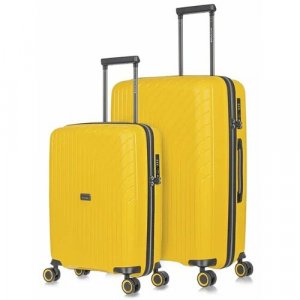 Комплект чемоданов Lcase Madrid, 2 шт., 79 л, размер S/M, желтый L'case. Цвет: желтый/желтый